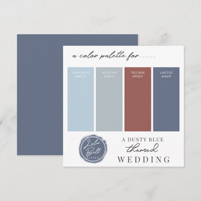 Carte de couleur Dusty Blue Cinnamon & Navy (Devant / Derrière)