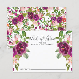 Carte de couleur rose et marsala Floral Words of W