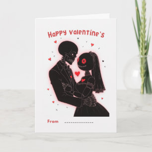 Carte de couple de squelettes pour la Saint-Valent