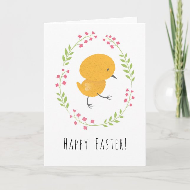 Carte de courge d'oeuf de fleurs de poulet de Pâqu (Devant)