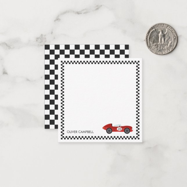 Carte de course rouge personnalisée pour garçons (Devant/Arrière en situation)