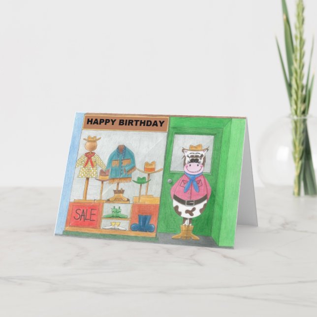 Carte de cowboy de joyeux anniversaire (Devant)