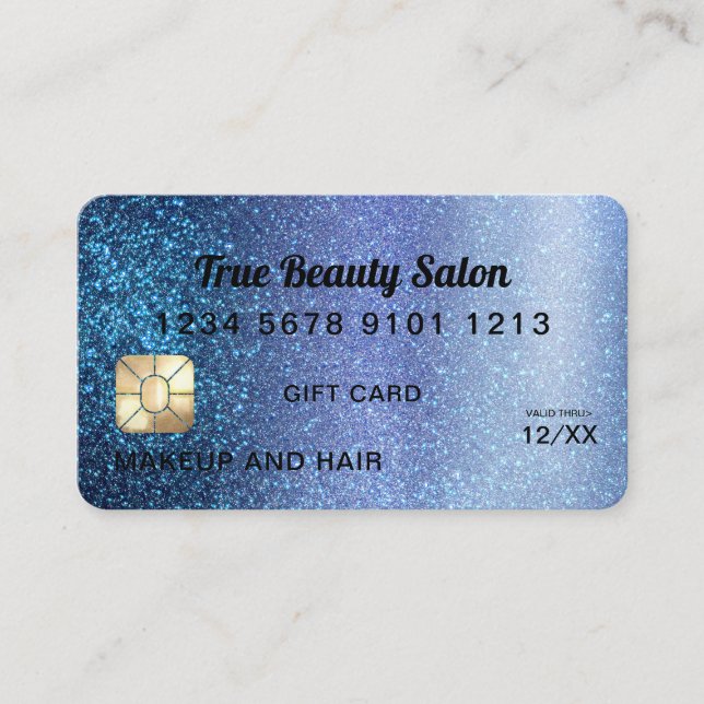 Carte de crédit Aqua Blue Parties scintillant Cert (Devant)