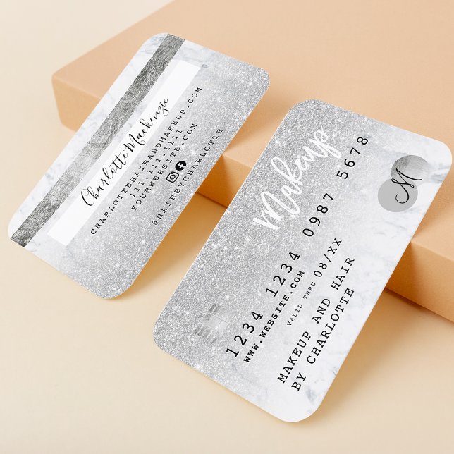 Carte de crédit argent parties scintillant marbre  (Créateur téléchargé)