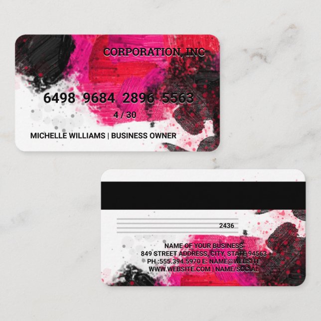 Carte de crédit | Artistic Colorful Paint Strokes (Devant / Derrière)