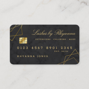 Carte de crédit Black Marble Faux Gold Geo Lines