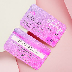 Carte de crédit chic rose parties scintillant maqu