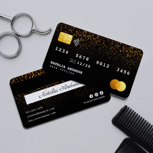 Carte de crédit Coiffeur tendance Black Gold Spark
