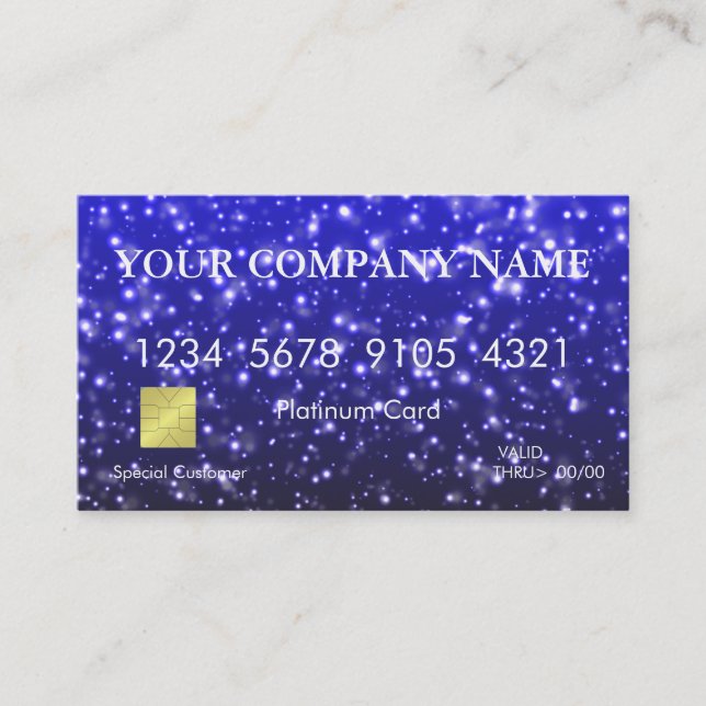 Carte de crédit Elegant Blue Parties scintillant (Devant)