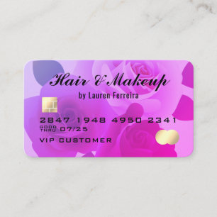 Carte de crédit Floral Fuchsia violet élégant