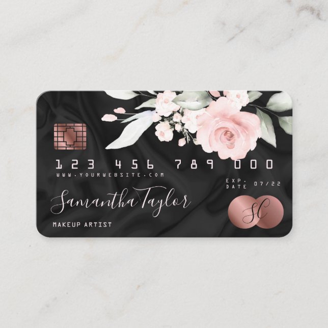 carte de crédit florale or rose (Devant)