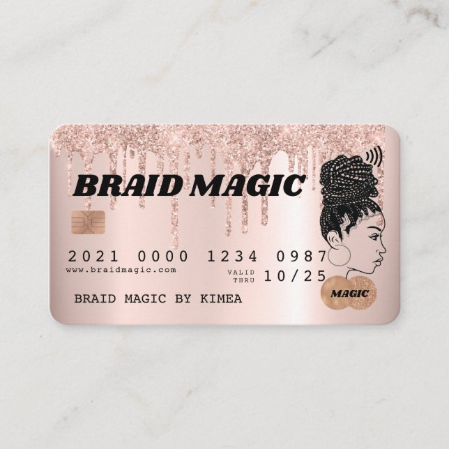 Carte de crédit Hair Braider Rose Gold Blush Salon (Devant)