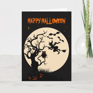 Carte de crédit Halloween Witch and Owl Greeting C