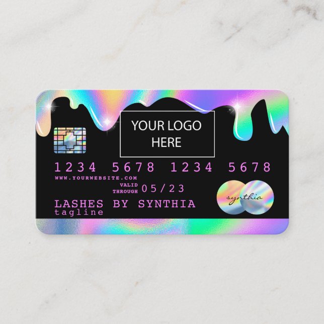 Carte de crédit Holograph Unicorn ajoutez votre lo (Devant)