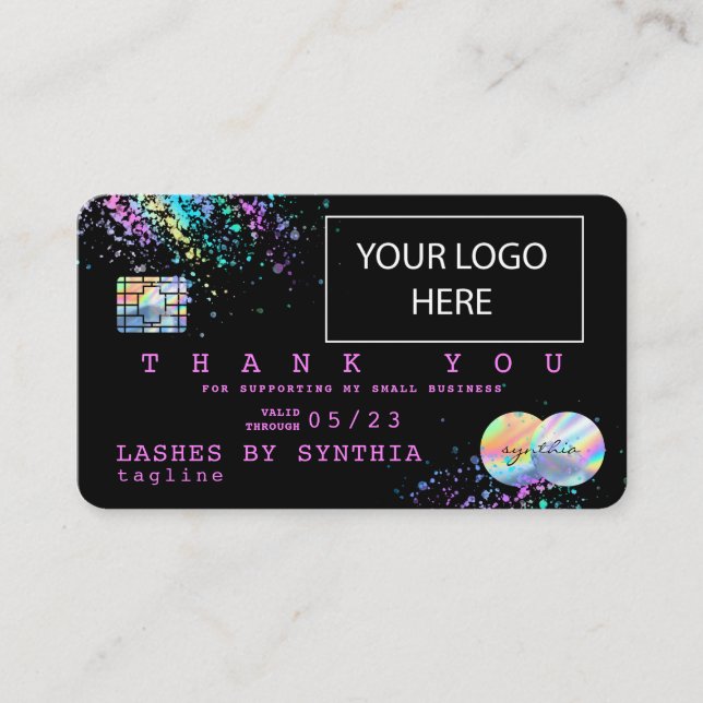 Carte de crédit Holograph UnicornTHNK YOU ajouter  (Devant)