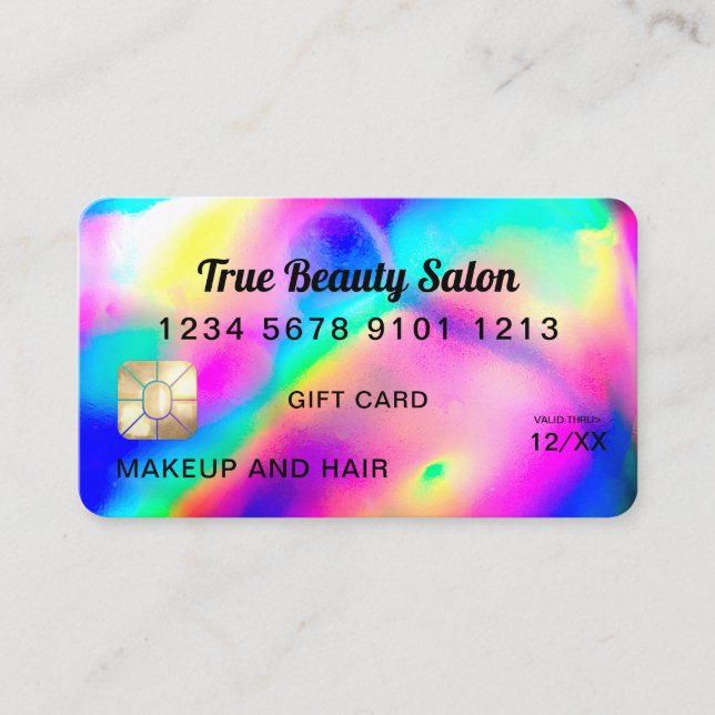 Carte de crédit Holographique du cool Neon Unicorn (Devant)