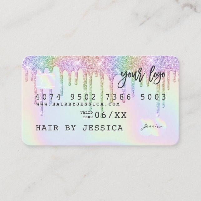 Carte de crédit holographique licorne parties scin (Devant)