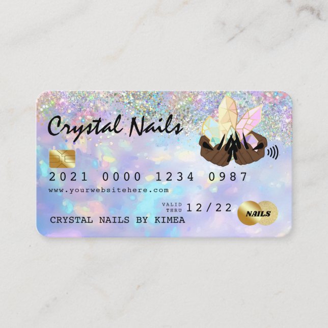 Carte de crédit Holographique Opal Crystal Nail Te (Devant)