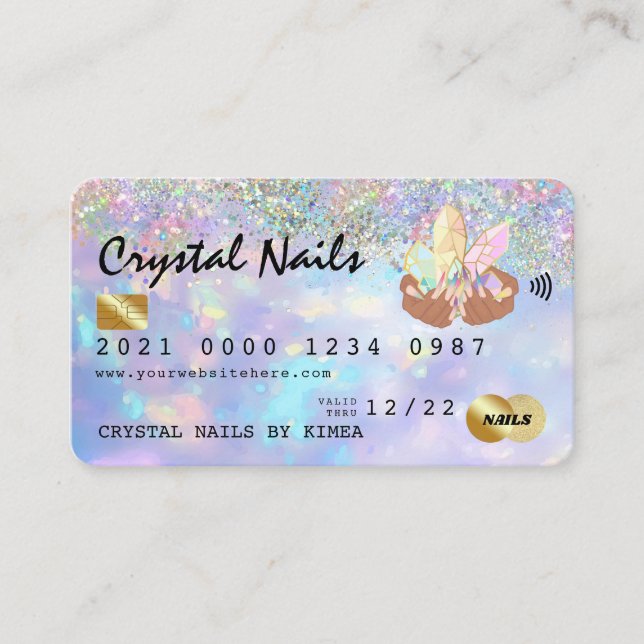 Carte de crédit Holographique Opal Crystal Nail Te (Devant)