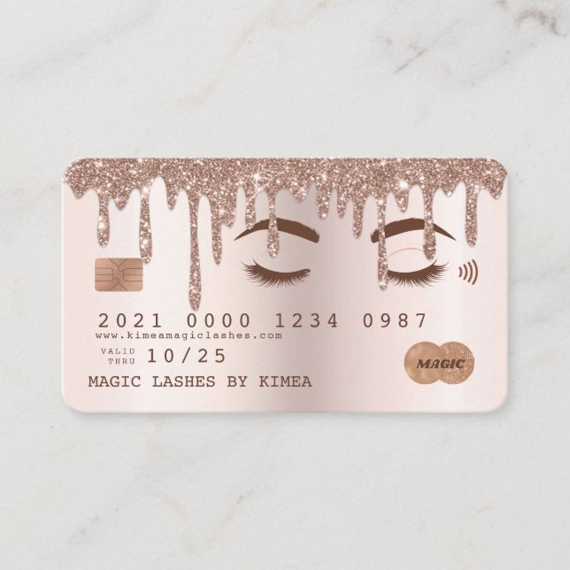 Carte de crédit Lash Parties scintillant rose vif  (Devant)