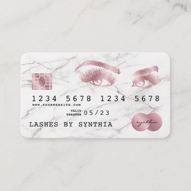 Carte de crédit Marbre blanc stylisé Rose or (Devant)
