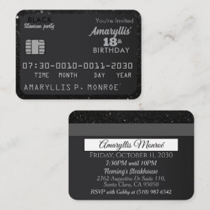 Carte de crédit Matte Black Invitations d'annivers