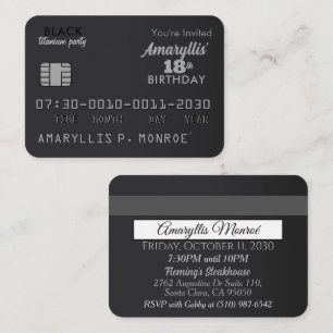 Carte de crédit Matte Black Invitations d'annivers