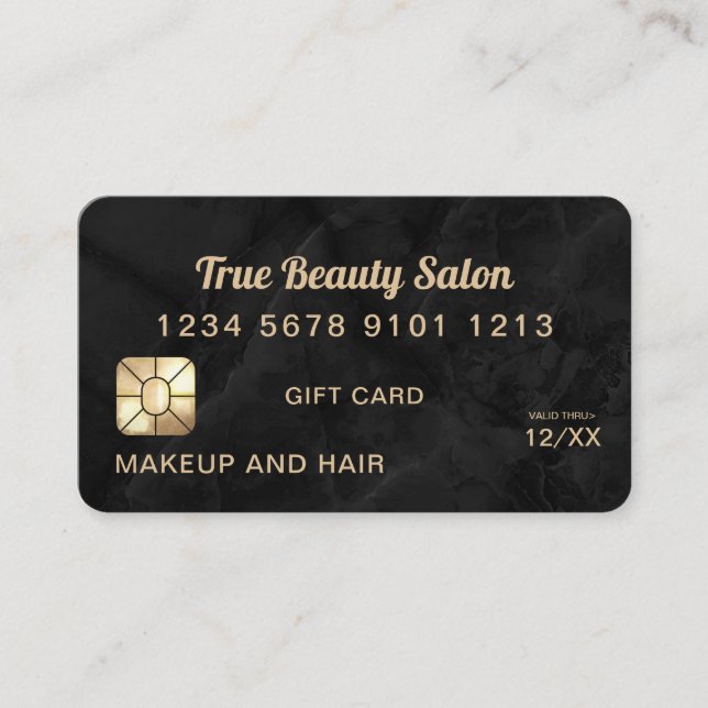 Carte de crédit moderne Gold Black Marble Stone (Devant)