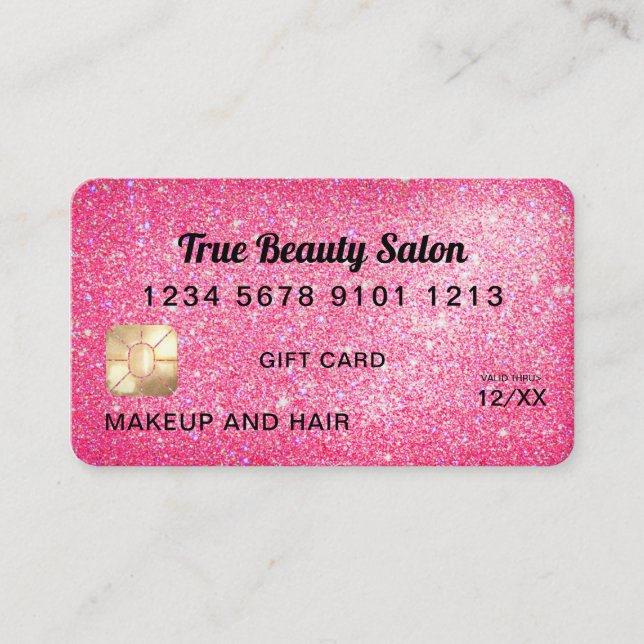 Carte de crédit Neon Pink Parties scintillant Cert (Devant)