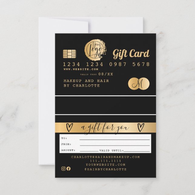 Carte de crédit noir feuille d'or carte cadeau (Devant)