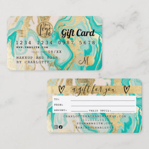 Carte de crédit or marbre agate cadeau certificat