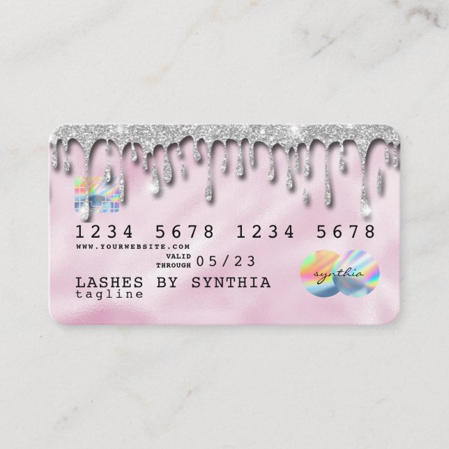 Carte de crédit Pink Holograph Unicorn ajoutez vot (Devant)