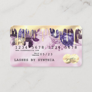 Carte de crédit Pink Unicorn Driving Gold Floral