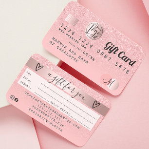 Carte de crédit rose or rose parties scintillant o
