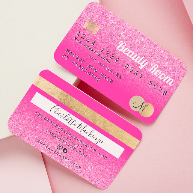 Carte de crédit rose parties scintillant beauté ro (Créateur téléchargé)