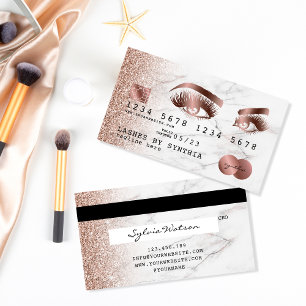 Carte de crédit Rose stylisé Marbre Or Lashes