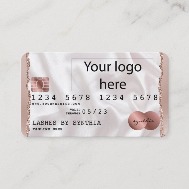 Carte de crédit Styled Ajouter votre logo Rose Gol (Devant)