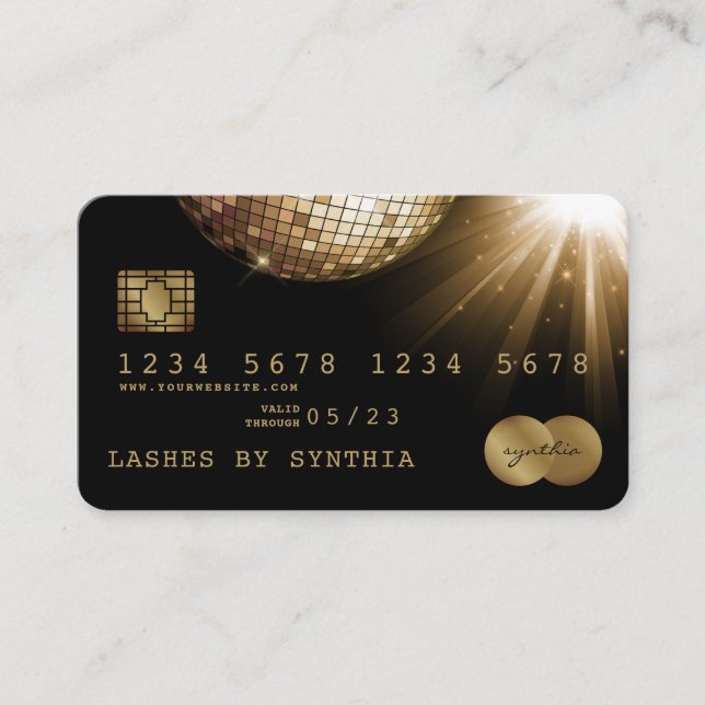 Carte de crédit Styled Black Gold Disco Ball (Devant)
