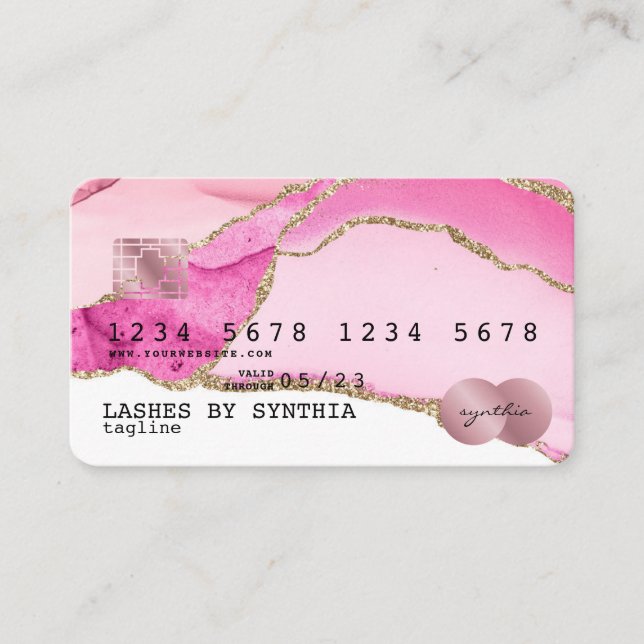 Carte de crédit Styled Pink Agate Gold Maquillage (Devant)