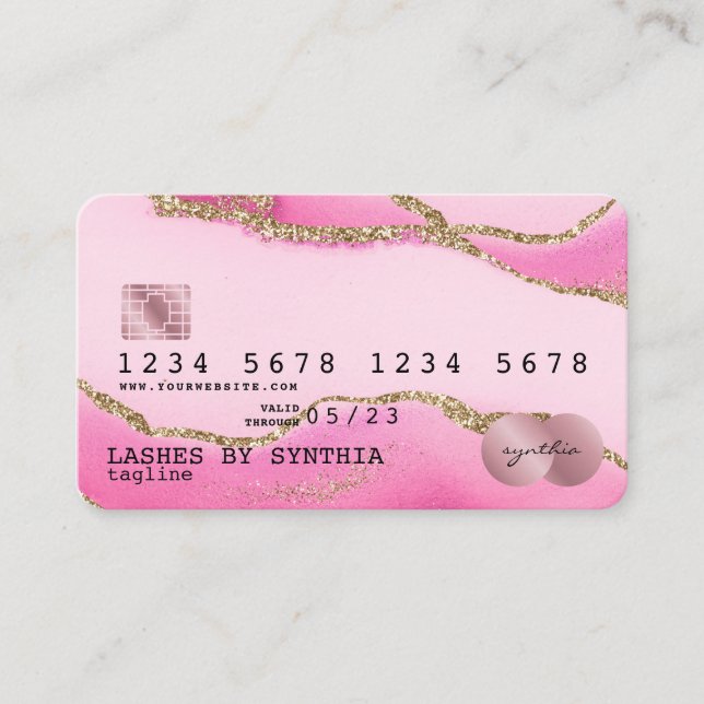 Carte de crédit Styled Pink Agate Gold Maquillage (Devant)