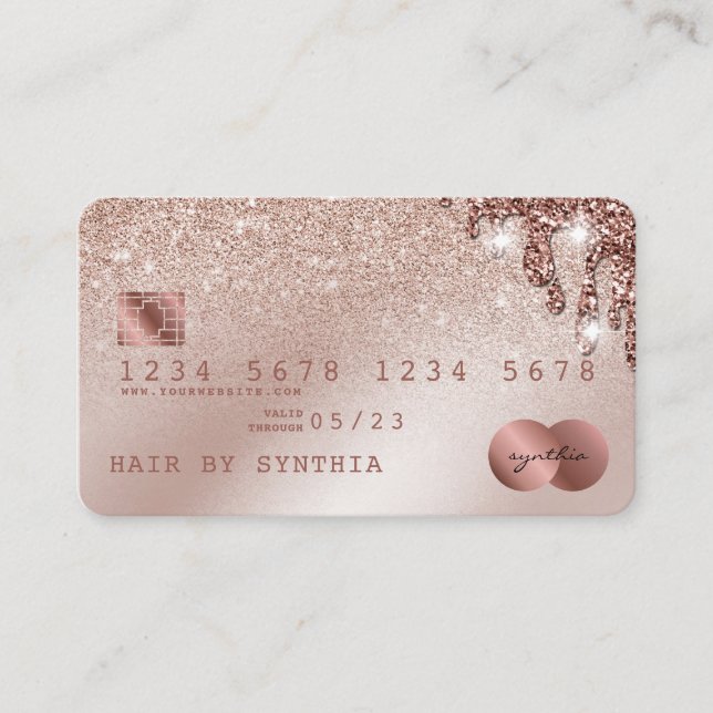 Carte de crédit Stylisé Rose Gold Confetti (Devant)