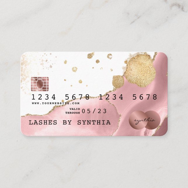 Carte de crédit Stylisé rose rose rose Agate Rose  (Devant)