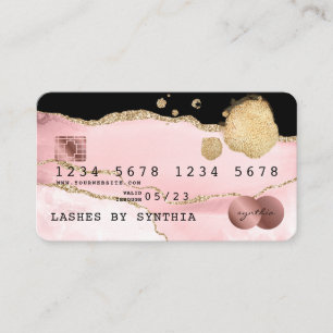 Carte de crédit Stylisée Blush Pink Agate Rose Gol