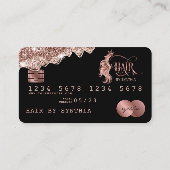 Carte de crédit Styliste Rose à goutte stylisée Go (Devant)