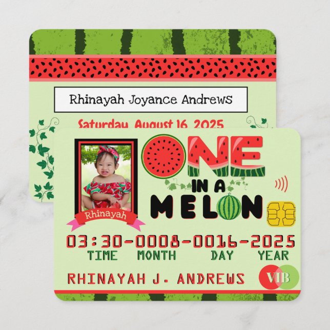 Carte de crédit UN dans un Melon Photo Anniversair (Devant / Derrière)