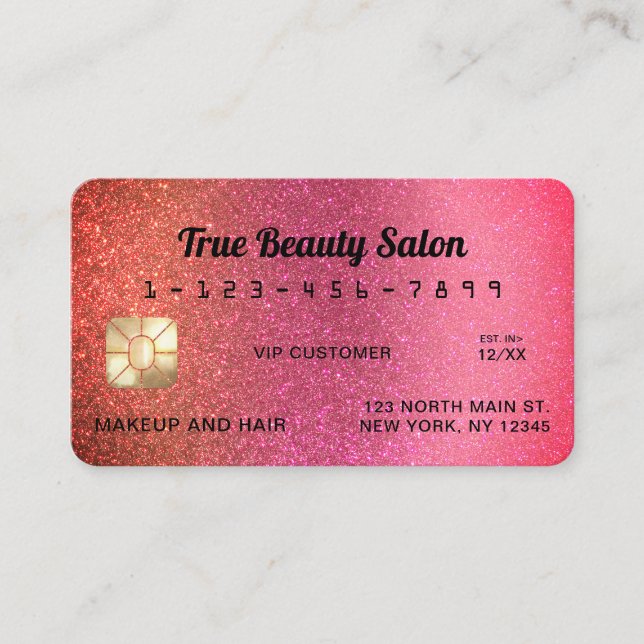 Carte de crédit Unique en Cuivre rose Parties scin (Devant)