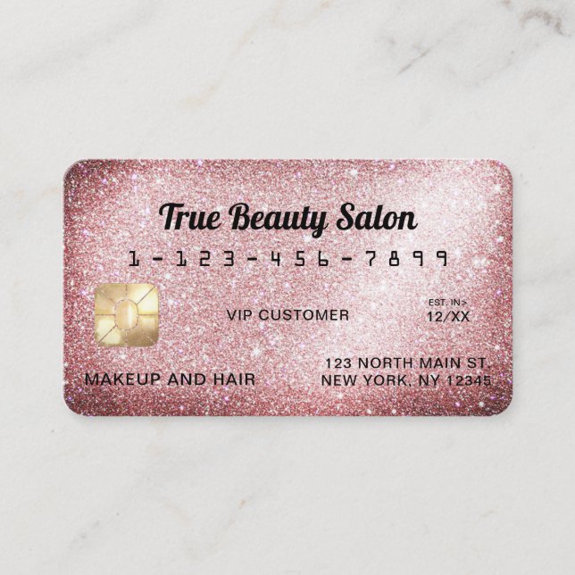 Carte de crédit unique Rose Sparkly Gold Parties s (Devant)