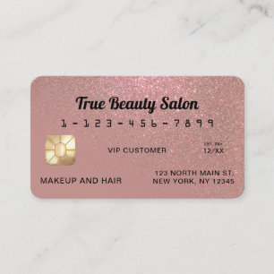 Carte de crédit unique Rose Sparkly Gold Parties s