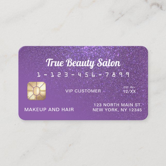 Carte de crédit unique Sparkly Chic Violet Parties (Devant)