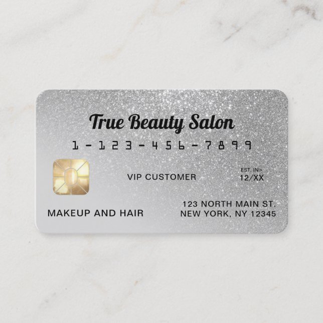 Carte de crédit unique Sparkly Grey Silver Parties (Devant)